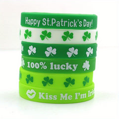 Stylish Green Shamrock Silicone Bracelet for St. Patrick's Day