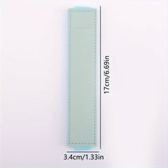 1pc Plain Notebook Pen Cover Pen Holder Pu Single Storage Elastic With Pen Bag