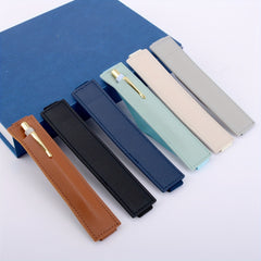 1pc Plain Notebook Pen Cover Pen Holder Pu Single Storage Elastic With Pen Bag