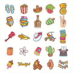 50pcs Waterproof Scrapbook Stickers - Halloween, Thanksgiving & Christmas