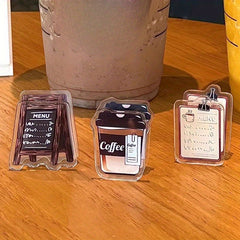 2pcs Coffee Theme Acrylic PP Clip Hand Account Test Paper File Pen Bag Fixed