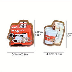 2pcs Coffee Theme Acrylic PP Clip Hand Account Test Paper File Pen Bag Fixed