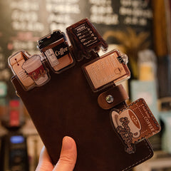 2pcs Coffee Theme Acrylic PP Clip Hand Account Test Paper File Pen Bag Fixed