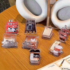 2pcs Coffee Theme Acrylic PP Clip Hand Account Test Paper File Pen Bag Fixed