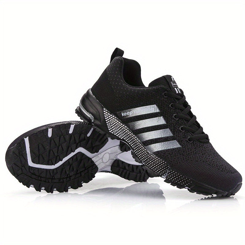 Stripe Letter Athletic Running Shoes Air Cushion Mesh Sneakers