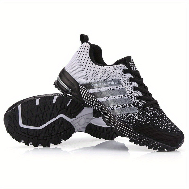 Stripe Letter Athletic Running Shoes Air Cushion Mesh Sneakers