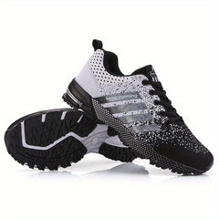 Stripe Letter Athletic Running Shoes Air Cushion Mesh Sneakers