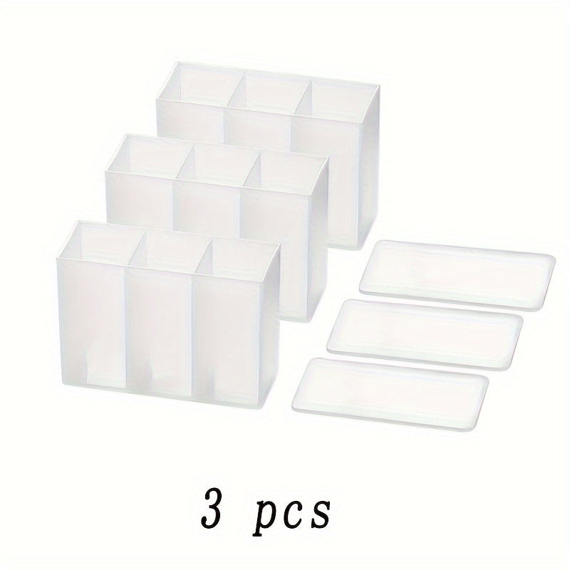 Wall Mounted 3 Grid Storage Box for Eyebrow Pencil Lipstick
