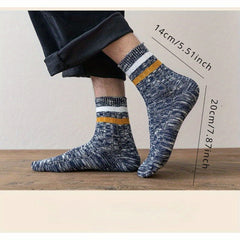 10 Pairs Men's Striped Crew Socks Comfy Casual Unisex Outdoor All Seasons