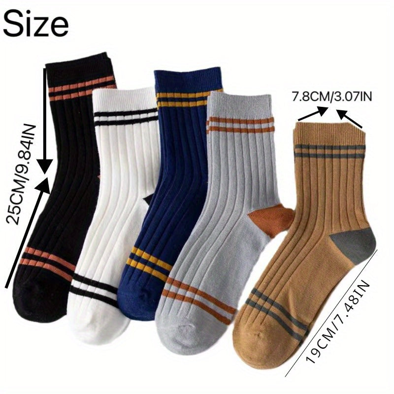 Men's Block Crew Socks Breathable Comfy Casual Unisex Socks