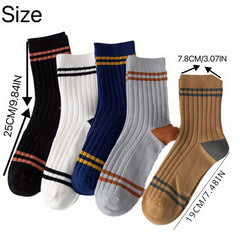 Men's Block Crew Socks Breathable Comfy Casual Unisex Socks