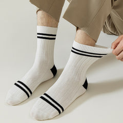 Men's Block Crew Socks Breathable Comfy Casual Unisex Socks