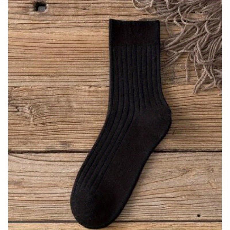 Men's Breathable Solid Crew Socks for Outdoor Activities