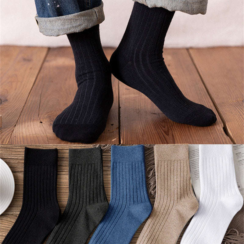 Men's Breathable Solid Crew Socks for Outdoor Activities