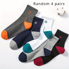 Men's Block Crew Socks Breathable Comfy Casual Unisex Socks