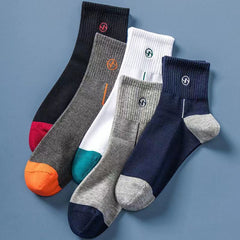 Men's Block Crew Socks Breathable Comfy Casual Unisex Socks