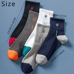 Men's Block Crew Socks Breathable Comfy Casual Unisex Socks