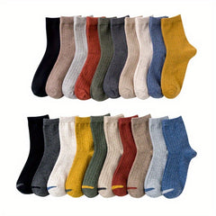 Men's Solid Crew Socks 6-Pack Breathable Casual Unisex Outdoor All Seasons