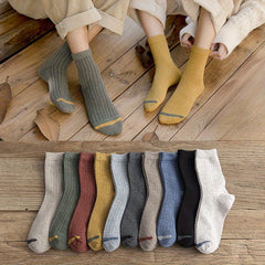 Men's Solid Crew Socks 6-Pack Breathable Casual Unisex Outdoor All Seasons