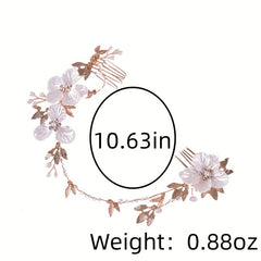 Retro Leaf Flower Headband Faux Pearl Crystal Wedding Hair Accessories