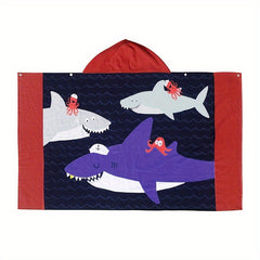 Kids Cartoon Hooded Beach Towel Lightweight Cotton Bath Towel