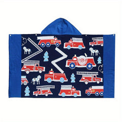 Kids Cartoon Hooded Beach Towel Lightweight Cotton Bath Towel