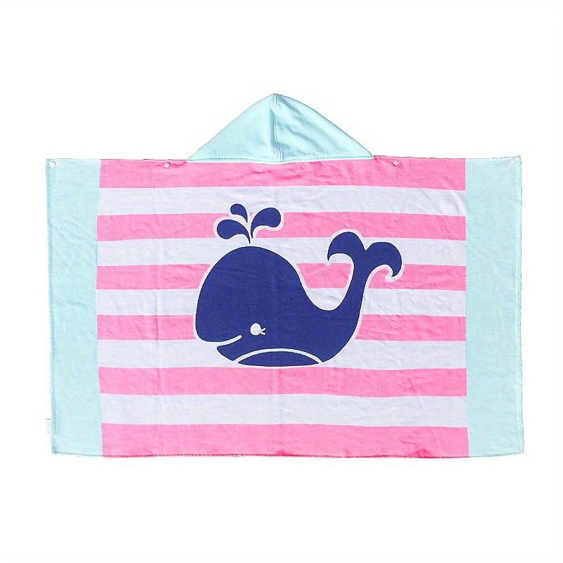 Kids Cartoon Hooded Beach Towel Lightweight Cotton Bath Towel