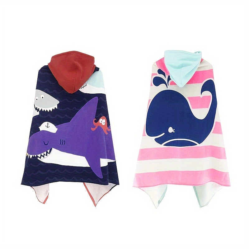 Kids Cartoon Hooded Beach Towel Lightweight Cotton Bath Towel