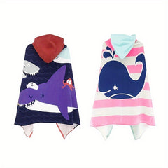 Kids Cartoon Hooded Beach Towel Lightweight Cotton Bath Towel