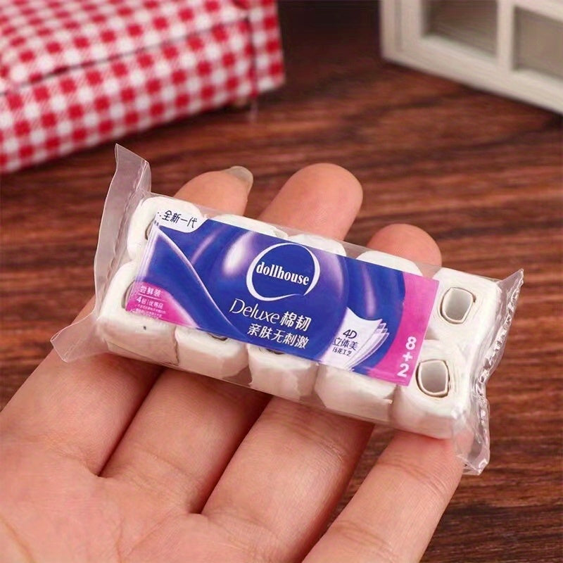 Pink Purple Toilet Paper Roll for Dollhouses - Dollhouse Decor & Accessories