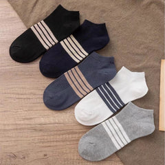 Men's Solid Striped Liner Anklets Socks Soft Breathable Sweat Absorbent