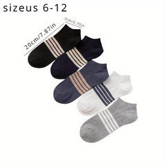 Men's Solid Striped Liner Anklets Socks Soft Breathable Sweat Absorbent