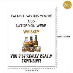 Whiskey Themed Birthday Gift for Dad - Funny Wine Bottle Labels (2pcs)