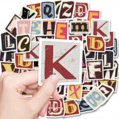 52pcs Retro Letters DIY Stickers for Laptops Bumpers Skateboards Water Bottles