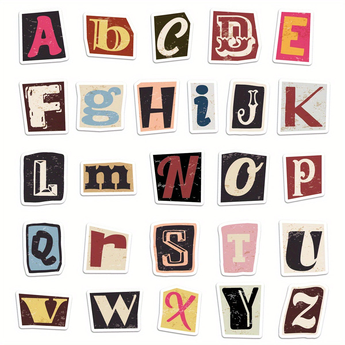 52pcs Retro Letters DIY Stickers for Laptops Bumpers Skateboards Water Bottles