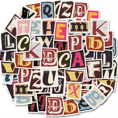 52pcs Retro Letters DIY Stickers for Laptops Bumpers Skateboards Water Bottles