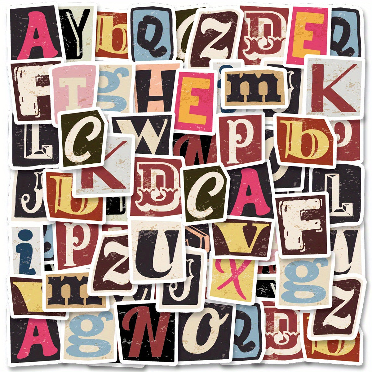 52pcs Retro Letters DIY Stickers for Laptops Bumpers Skateboards Water Bottles
