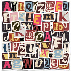 52pcs Retro Letters DIY Stickers for Laptops Bumpers Skateboards Water Bottles