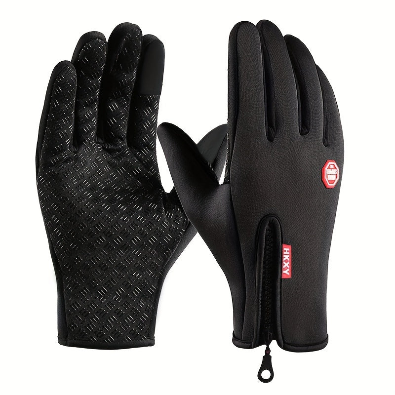 Winter Touch Screen Gloves Zipper Windproof Waterproof Outdoor Gloves