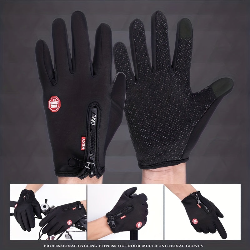 Winter Touch Screen Gloves Zipper Windproof Waterproof Outdoor Gloves