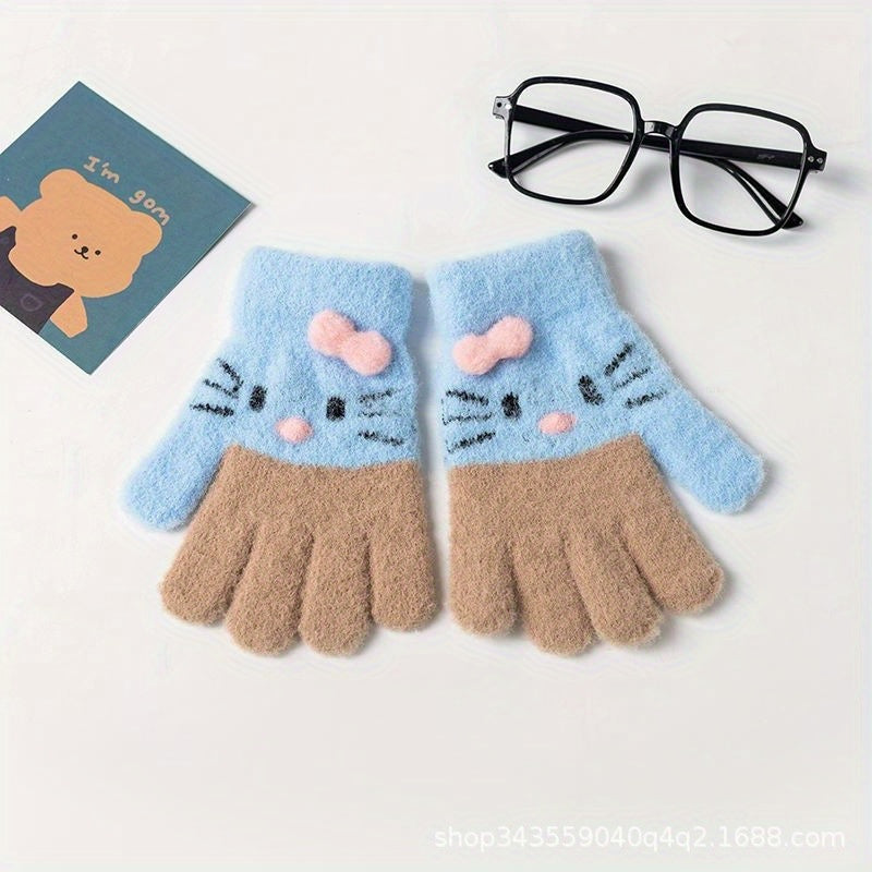 Winter Princess Girls 5Finger Warm Gloves