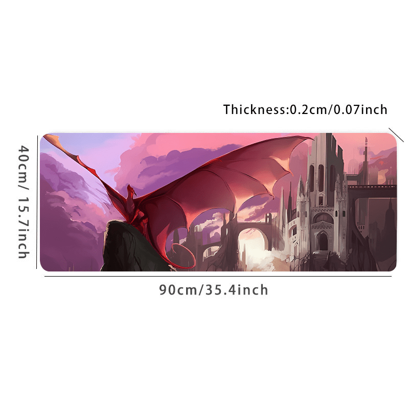 Castle Dronge Wings Gaming Mouse Pad - Pink Fire Desk Mat