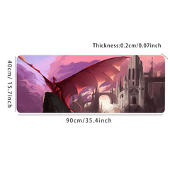 Castle Dronge Wings Gaming Mouse Pad - Pink Fire Desk Mat