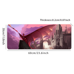 Castle Dronge Wings Gaming Mouse Pad - Pink Fire Desk Mat