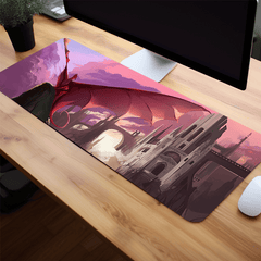 Castle Dronge Wings Gaming Mouse Pad - Pink Fire Desk Mat