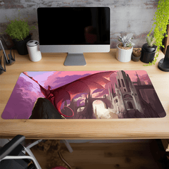 Castle Dronge Wings Gaming Mouse Pad - Pink Fire Desk Mat