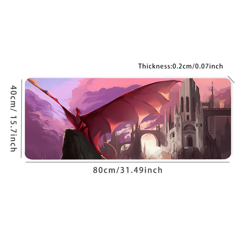 Castle Dronge Wings Gaming Mouse Pad - Pink Fire Desk Mat