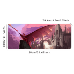 Castle Dronge Wings Gaming Mouse Pad - Pink Fire Desk Mat