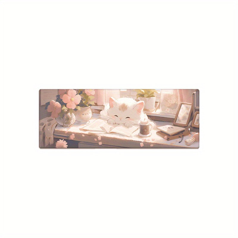 Cat Cartoon Mouse Pad Locking Edge Learning Desk Pad