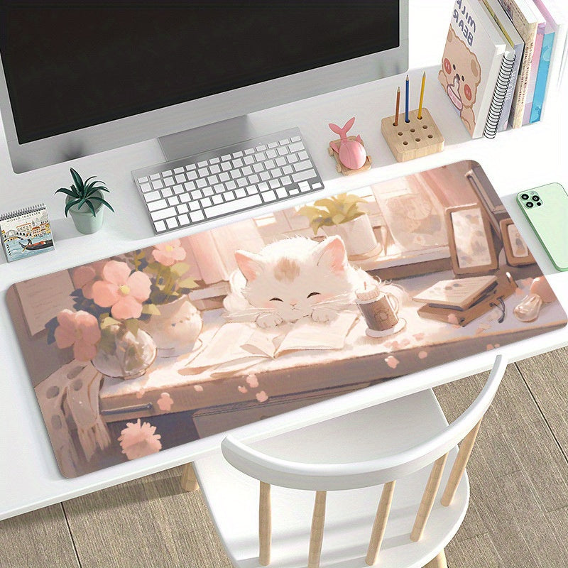 Cat Cartoon Mouse Pad Locking Edge Learning Desk Pad